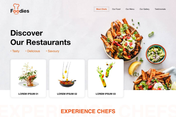 food and reastaurant website design example