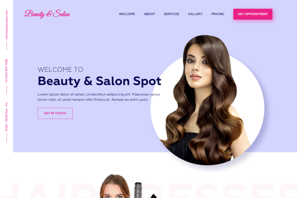Salon and Spa website design example